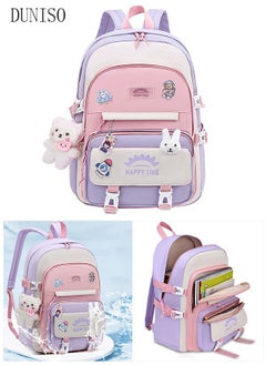 DUNISO Girl's School Backpack Waterproof Book Bag with Compartments and Doll Pendant for Teen Girl Kid Students Elementary School Kids' School Bag With Large Capacity  - Image 1