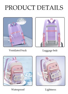 DUNISO Girl's School Backpack Waterproof Book Bag with Compartments and Doll Pendant for Teen Girl Kid Students Elementary School Kids' School Bag With Large Capacity  - Image 2