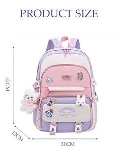 DUNISO Girl's School Backpack Waterproof Book Bag with Compartments and Doll Pendant for Teen Girl Kid Students Elementary School Kids' School Bag With Large Capacity  - Image 4