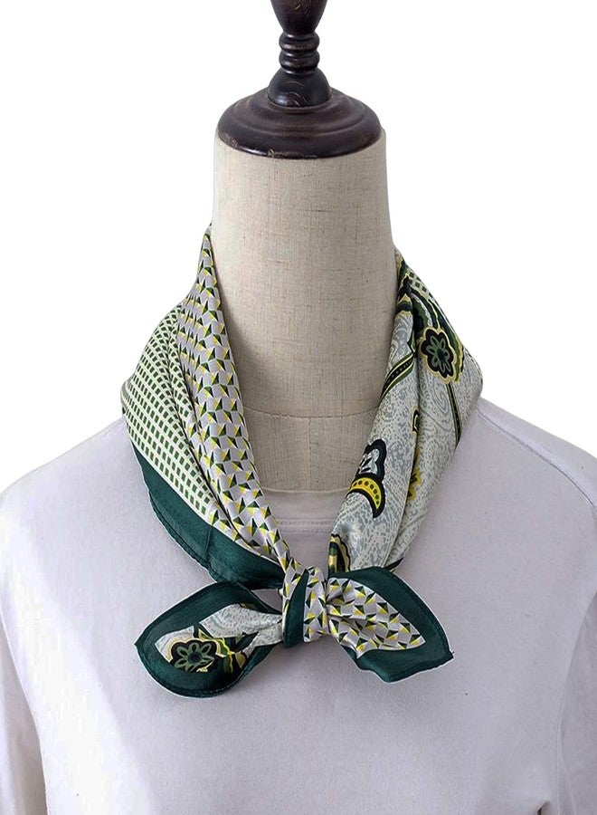Aufeel Women's 100% Pure Mulberry Silk Small Square Scarf - Neckerchief Women - Silk Headscarf - 21" x 21", Army Green, S - Image 2