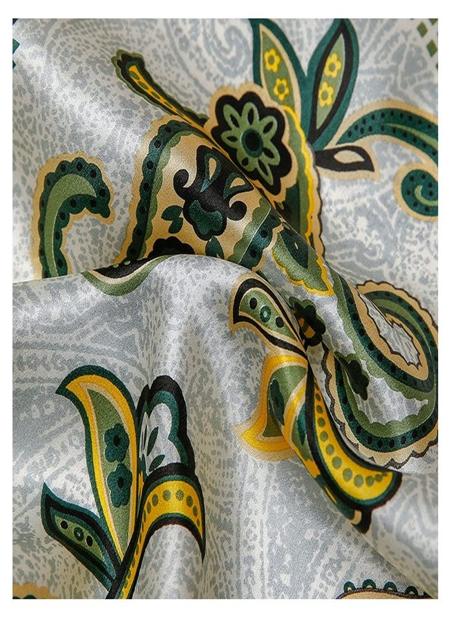 Aufeel Women's 100% Pure Mulberry Silk Small Square Scarf - Neckerchief Women - Silk Headscarf - 21" x 21", Army Green, S - Image 5