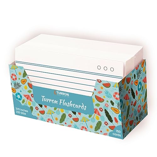 Turron Unpunched Blank Index Flash Cards (150, White, 3 x 5 Inch, 1-Side Ruled) - Image 1