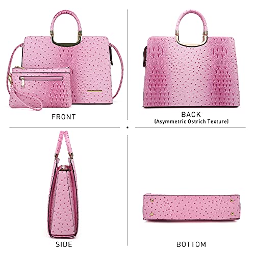 DASEIN Womens Handbag Top Handle Shoulder Bag Tote Satchel Purse Work Bag with Matching Wallet (3-Ostrich Pink) Large - Image 4
