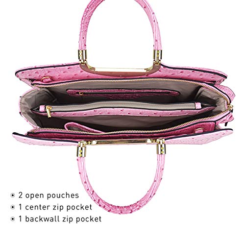 DASEIN Womens Handbag Top Handle Shoulder Bag Tote Satchel Purse Work Bag with Matching Wallet (3-Ostrich Pink) Large - Image 5