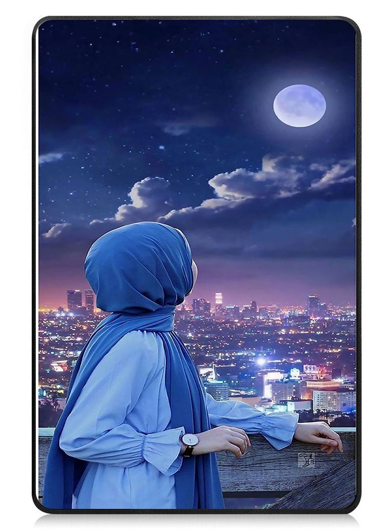 Theodor Protective Flip Case For Samsung Galaxy Tab S9 FE Plus With Trifold Stand Auto Wake Sleep Shockproof Cover Hijab Girl Looking at Moon - Image 1