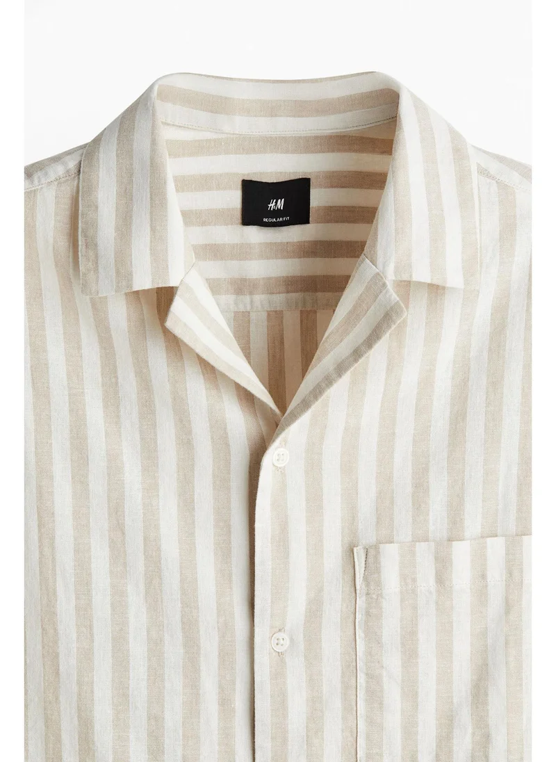 اتش اند ام Regular Fit Short-sleeved linen-blend shirt