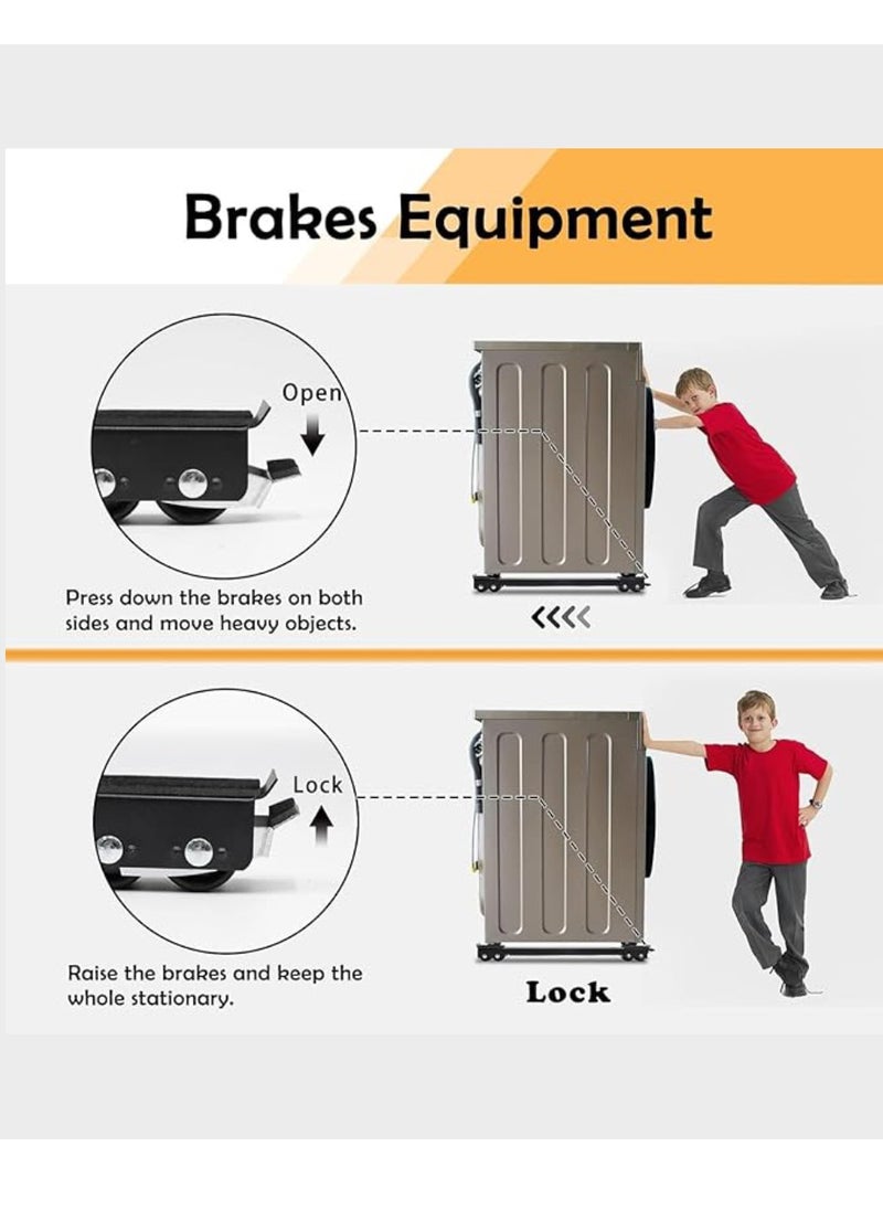 Yuwell Heavy Duty Adjustable Furniture Mover Appliance Base Moving Roller For Home Furniture Dolly Mobile Roller, Extendable Appliance Rollers For Appliances With Wheels And Anti-Skid Pad With Brake  - Image 4