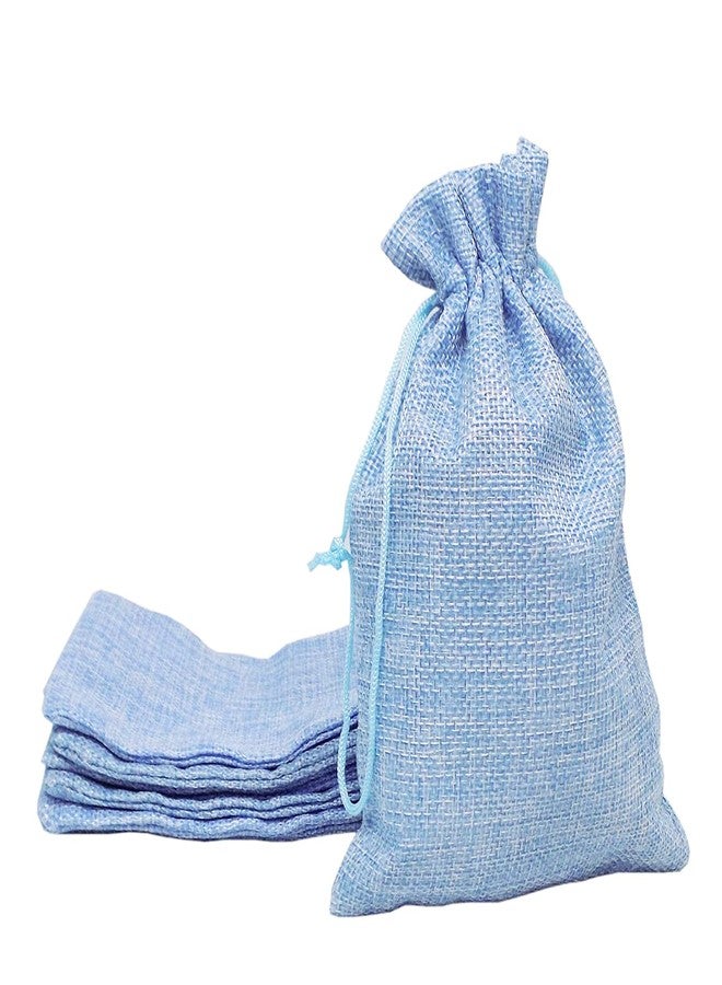 Brown Leaf 5X4 inches Royal Blue Jute Linen Pouch Potli Bags Return Gifting Bag For Wedding Anniversery Birthday Return Gift Pack Of 12 - Image 1
