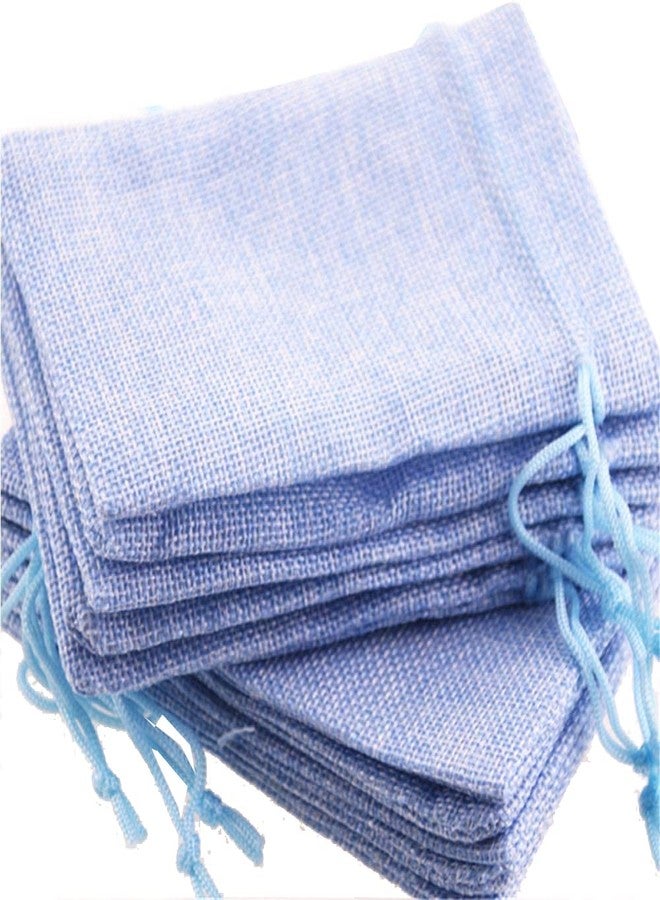 Brown Leaf 5X4 inches Royal Blue Jute Linen Pouch Potli Bags Return Gifting Bag For Wedding Anniversery Birthday Return Gift Pack Of 12 - Image 3