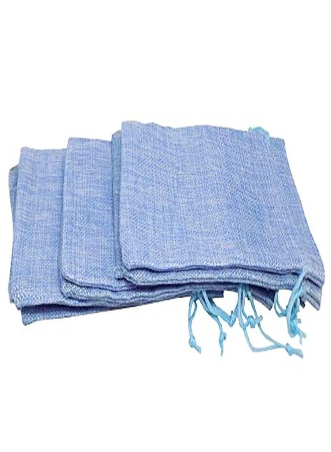Brown Leaf 5X4 inches Royal Blue Jute Linen Pouch Potli Bags Return Gifting Bag For Wedding Anniversery Birthday Return Gift Pack Of 12 - Image 5