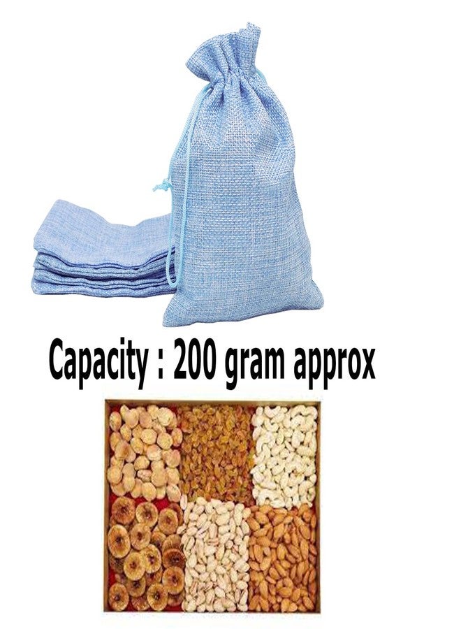 Brown Leaf 5X4 inches Royal Blue Jute Linen Pouch Potli Bags Return Gifting Bag For Wedding Anniversery Birthday Return Gift Pack Of 12 - Image 4