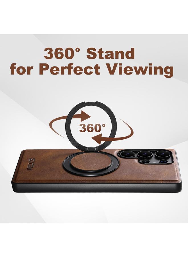 Suteni Case For Samsung Galaxy S25 Ultra 5G G3 Oil Wax 360 Rotation Holder MagSafe Back Phone Case - Image 3