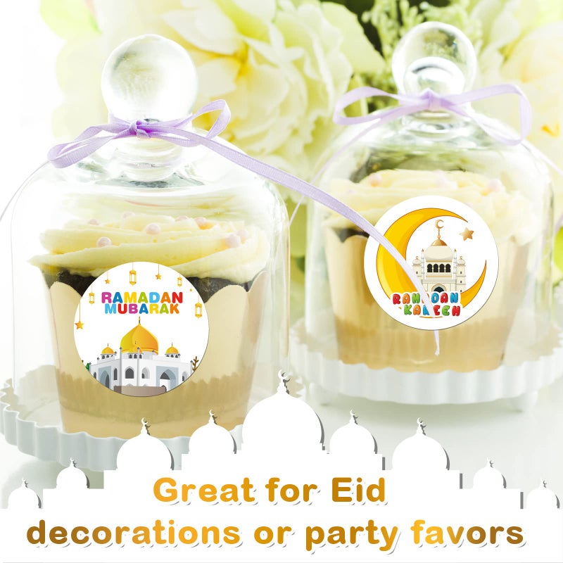 Nezyo 600 Pieces Ramadan Mubarak Stickers Eid Islamic Kareem Wall Window Stickers Ramadan Envelopes Gift Bags Labels for Eid Party Decorations(Cartoon Style) - Image 4