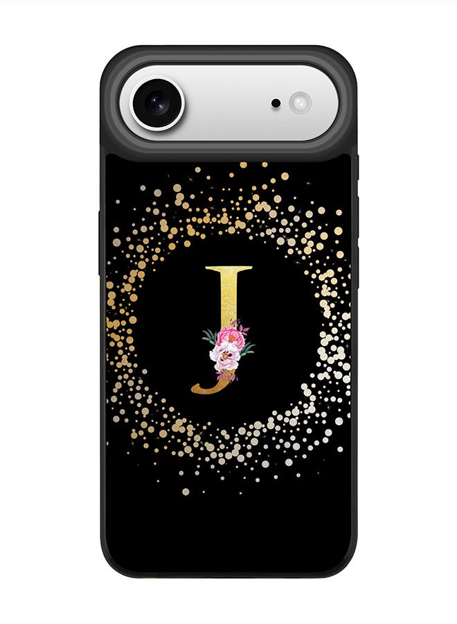 Stylizedd iPhone Air Case, [Compatible with MagSafe] Slim Magnetic cover Phone Case iPhone Air -Custom Monogram Floral - J ( Black ) - Image 1
