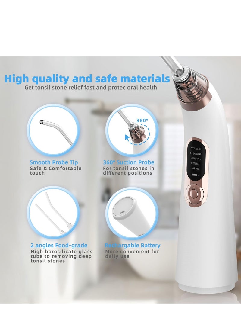 SYOSI Electronic Tonsil Stone Remover Vacuum, 10-in-1 Tonsil Stone Removal Kit with 5 Suction Modes, Easy-to-Use Oral Care Tool for Fresh Breath and Mouth Cleaning (White)  - Image 4