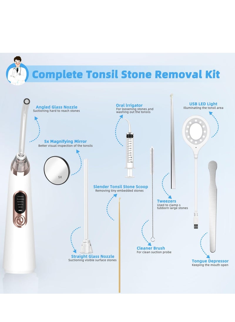 SYOSI Electronic Tonsil Stone Remover Vacuum, 10-in-1 Tonsil Stone Removal Kit with 5 Suction Modes, Easy-to-Use Oral Care Tool for Fresh Breath and Mouth Cleaning (White)  - Image 5