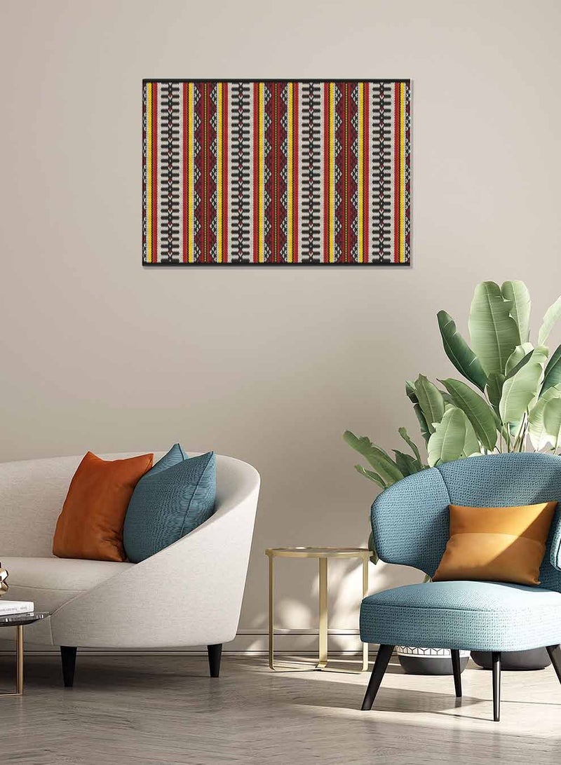 لوحة كانفاس على إطار خشبي، تصميم نمط سدو عربي بمنظر أفقي، للمنزل، غرفة المعيشة، المكتب، الديكور - Image 1