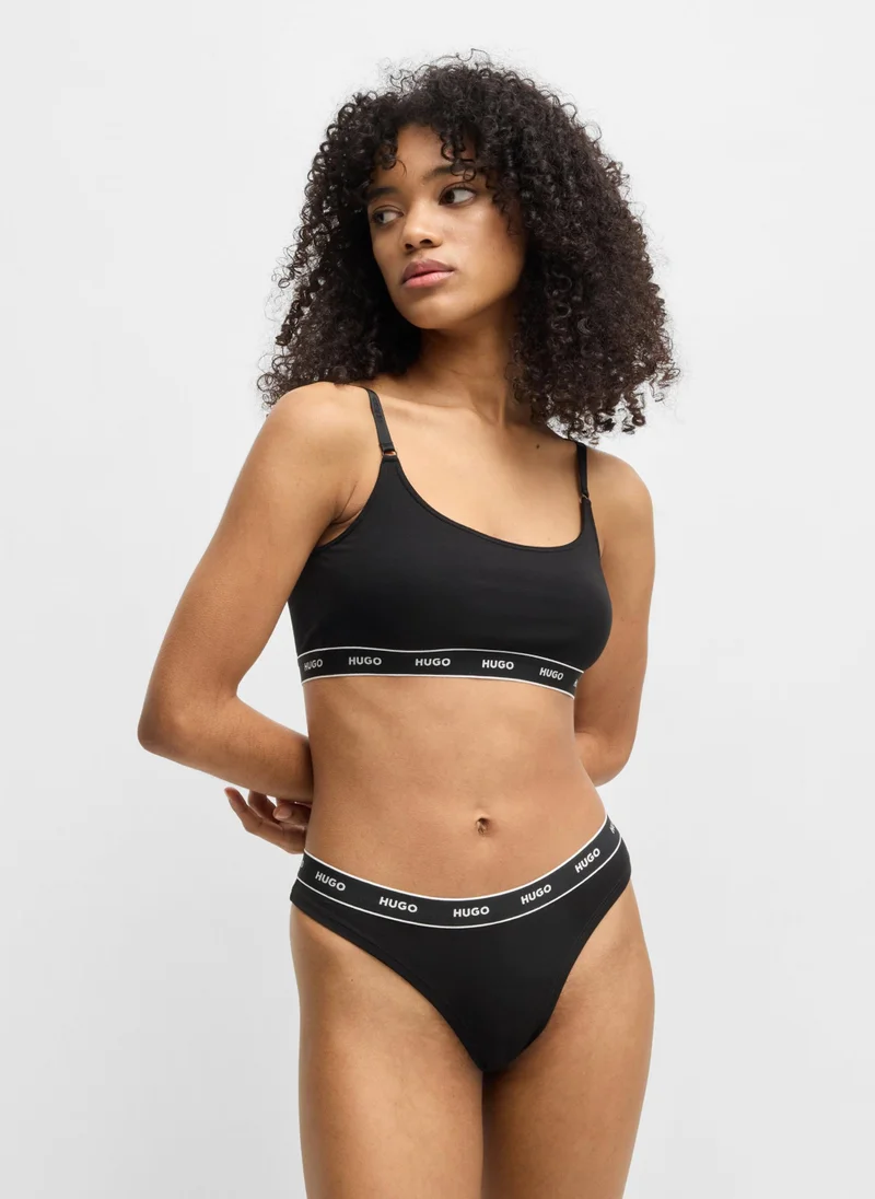 هوجو Three-pack of stretch-cotton thongs with logo waistbands