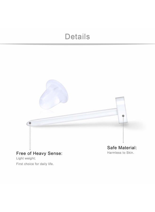 SCERRING 20G Clear Earring Retainer Acrylic Plastic Earring Posts Clear Ear Pins with Silicone Rubber Backs Earnuts for Men Women 3mm Ball Flat 100PCS - Image 2