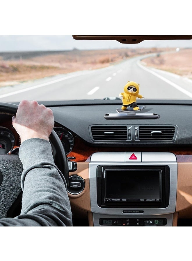Skateboarding Bear Car Decor, Car Skateboard Bear Sliding Ornaments, Dashboard Ornament, Funny Skateboard Bear Decoration, Car Accessories for Car Interior Decor (Yellow) - Image 4