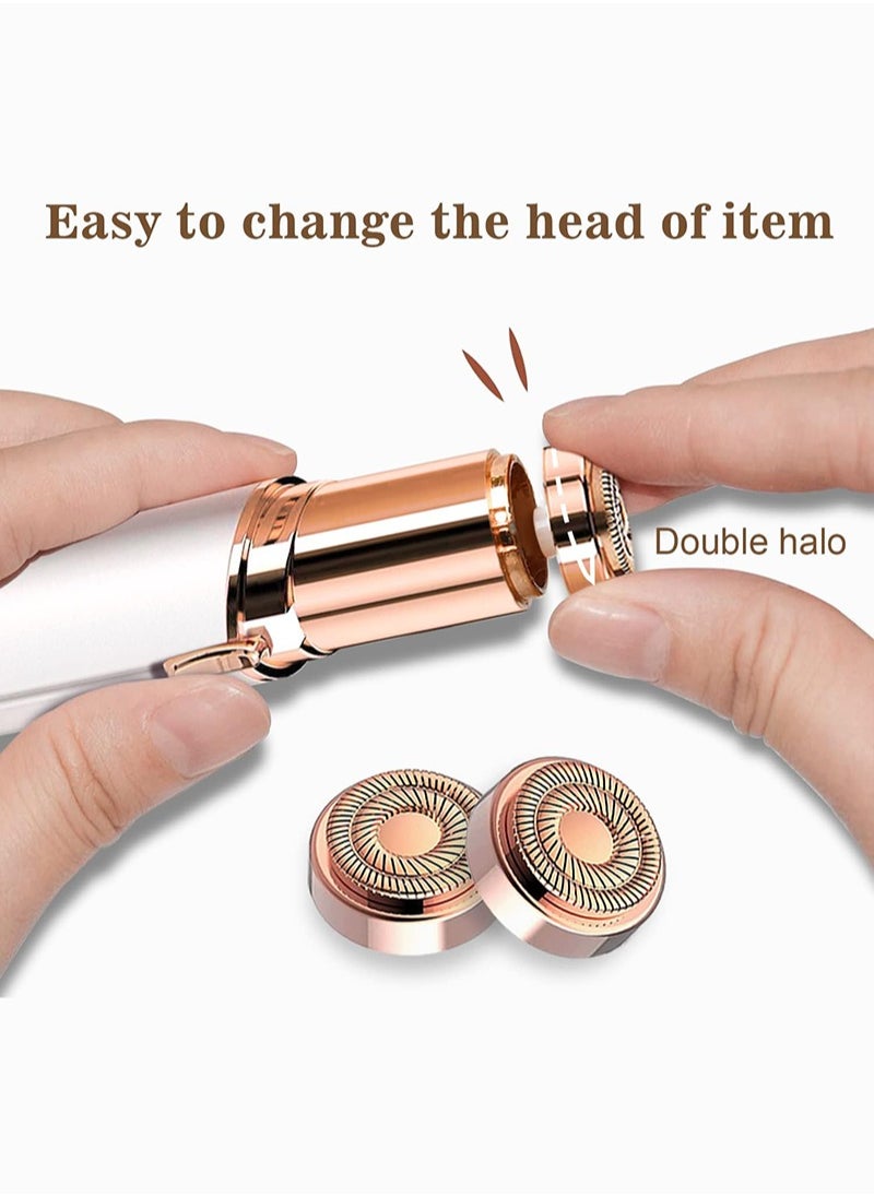 بيستيس  إزالة شعر الوجه للنساء، مزيل شعر الوجه الكهربائي غير المؤلم للوجه والشفاه والذقن مع كابل USB قابل لإعادة الشحن، يتضمن قطعتين من رؤوس الاستبدال باللون الأبيض  - Image 2