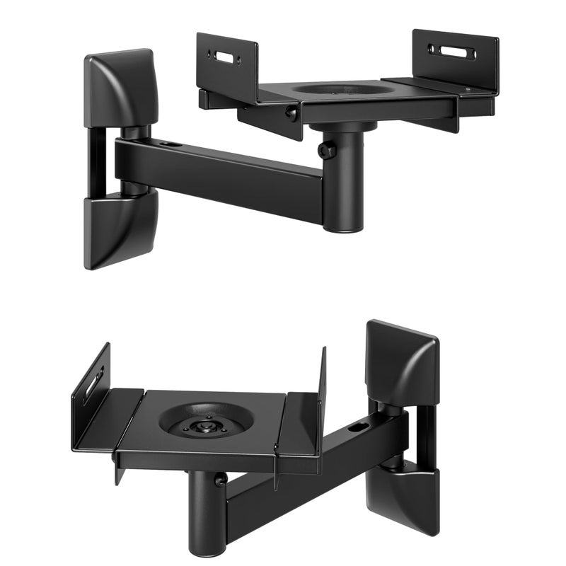 PEGZONE Adjustable Speaker Wall Mounts, 55 lbs Capacity, Dual Speaker Wall Stands for Most Bookshelf Speakers, Fits Speakers with Widths Ranging from 5.1â€ to 11.2â€,Black, 1 Pair - Image 1
