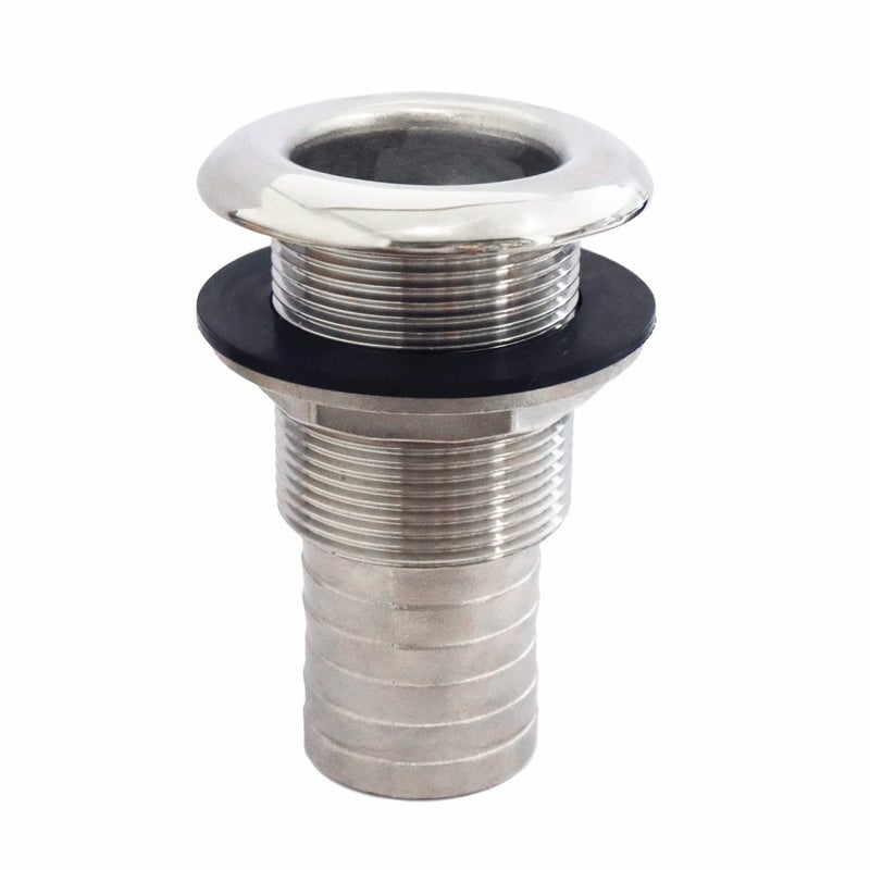 NRC&XRC NRCXRC Marine Grade 316 Stainless Steel Barbed Standard Length Straight 114IN ID ThruHull with Nut Custom Gasket for Boat Owners - Image 2
