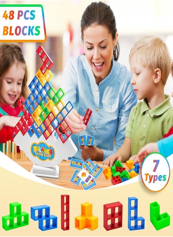 Generic - 48pcs Tetra Tower Balance Game, Tetris Tower Balance Building Toy, High Balance Game for Kids, Russian Tetris Puzzle, Interactive Parent-Child Game, Gift for Kids and Adults - Image 1