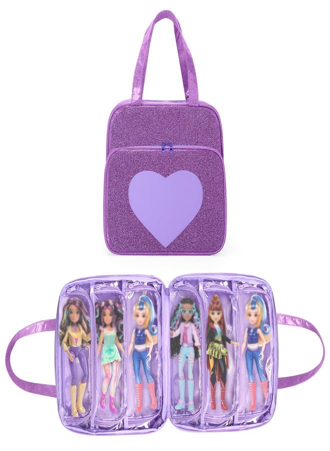 LoDrid Doll Case Compatible with Unicorn Academy 9.5-inch Dolls with 6 Transparent Pockets, Storage Tote Bag with Front Pocket and Handle, Purple, Bag Only - Image 1