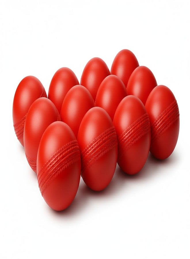 Kizlo 80gm Heavy Plastic Cricket Training Ball | Hard Plastic Practice Ball for Bowling, Batting & Bounce Drills | Indoor Outdoor Cricket Ball for Nets & Ground | Red, Set of 12 - Image 1