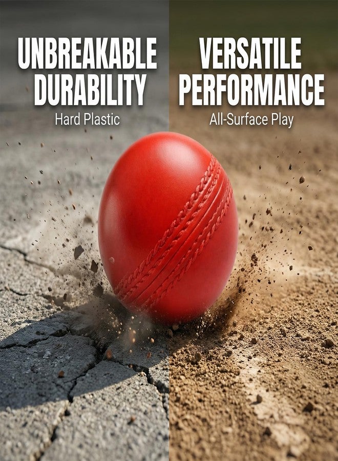 Kizlo 80gm Heavy Plastic Cricket Training Ball | Hard Plastic Practice Ball for Bowling, Batting & Bounce Drills | Indoor Outdoor Cricket Ball for Nets & Ground | Red, Set of 12 - Image 4