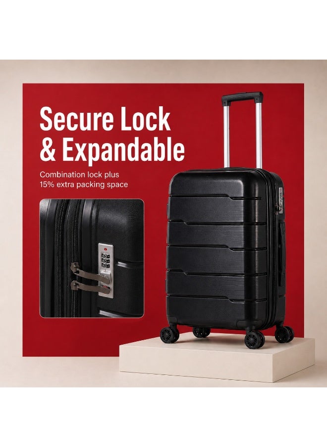 60 cm Hard Shell Polypropylene Trolley Suitcase with 360° Spinner Wheels – Durable Carry-On Travel Luggage - Image 3