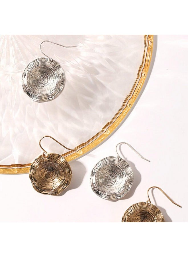 BONALUNA Gold & Silver Small Dangle Earrings For Women, Mixed Metal & Shell Inside, Circle & Teardrop Shape, Hammered Drop Earrings, Perfect Jewelry For Gifts  - Image 5