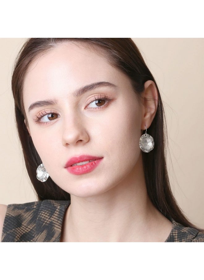 BONALUNA Gold & Silver Small Dangle Earrings For Women, Mixed Metal & Shell Inside, Circle & Teardrop Shape, Hammered Drop Earrings, Perfect Jewelry For Gifts  - Image 3
