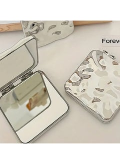 Rozino Wave Pattern Silvery Portable Handheld Makeup Mirror  - Image 1