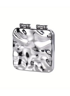 Rozino Wave Pattern Silvery Portable Handheld Makeup Mirror  - Image 2