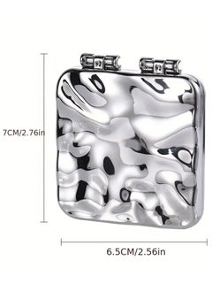 Rozino Wave Pattern Silvery Portable Handheld Makeup Mirror  - Image 4