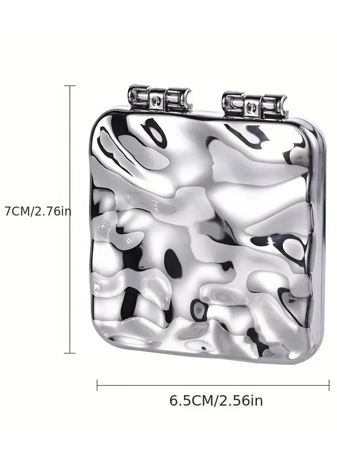 Rozino Wave Pattern Silvery Portable Handheld Makeup Mirror  - Image 4