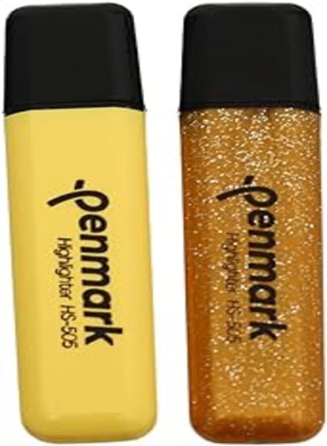 PENMARK Penmark hs-505 high quality metallic permanent highlighter pen set of 2 pcs assorted color. - brown dark yellow