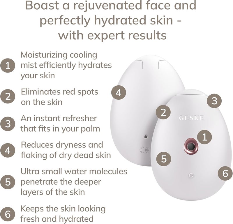 GESKE SmartAppGuided™ Facial Hydration Refresher | 4 in 1 | Water Atomiser | Face Steamer | Water Spray | Face Mister | Facial Cleansing Device | Spray Mist | Cosmetics | Natural Glow - Image 2