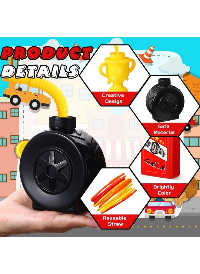 Mifoci Mifoci 24 Pcs Race Car Cups with Straws Plastic Traffic Tire Shaped Cup Red Race Car Fuel Cups Yellow Trophy Cups Race Car Party Supplies for Racing Car Construction Birthday Party Decoration  - Image 3