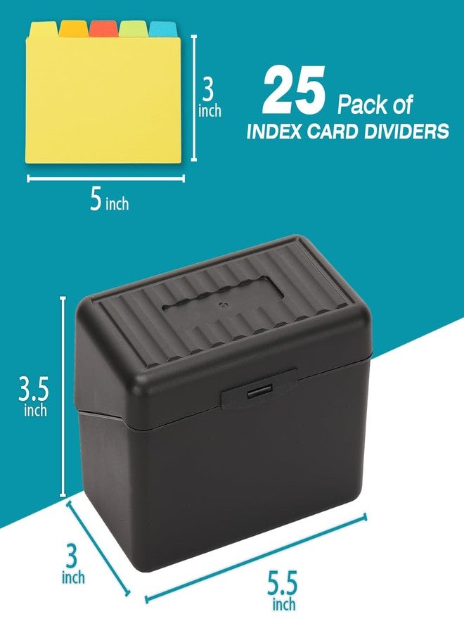 H4D Index Card Holder 3x5 Inches with 25 Plastic Dividers, Black - Image 3