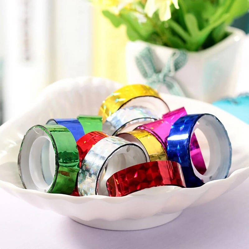 D-Fix ® شريط لاصق ليزر لامع ملون، لفات شريط سيلوفان زينة، شريط لامع هولوجرافيك، عبوة من 24 - Image 5