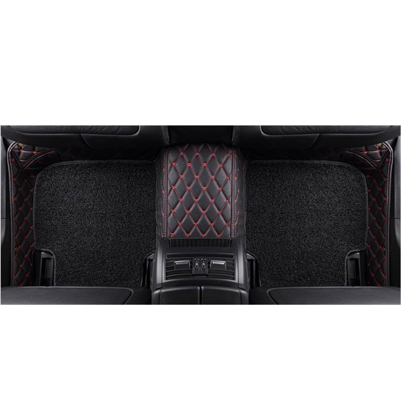 CYRER Premium 7D car mat Full Set for Toyota Glanza || Luxury Leather Double Car Floor Mat Complete Set || 100% Waterproof and Washable Color : Black-Red (Design-1) - Image 4