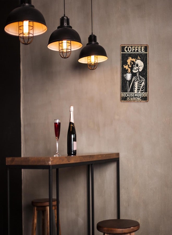 Sanwarm Metal Sign Skeleton Strong Coffee Retro Funny Vintage Tin Sign For Living Room Cafe Bar Club Office Home Wall Decor 12 X 8 Inch - Image 4