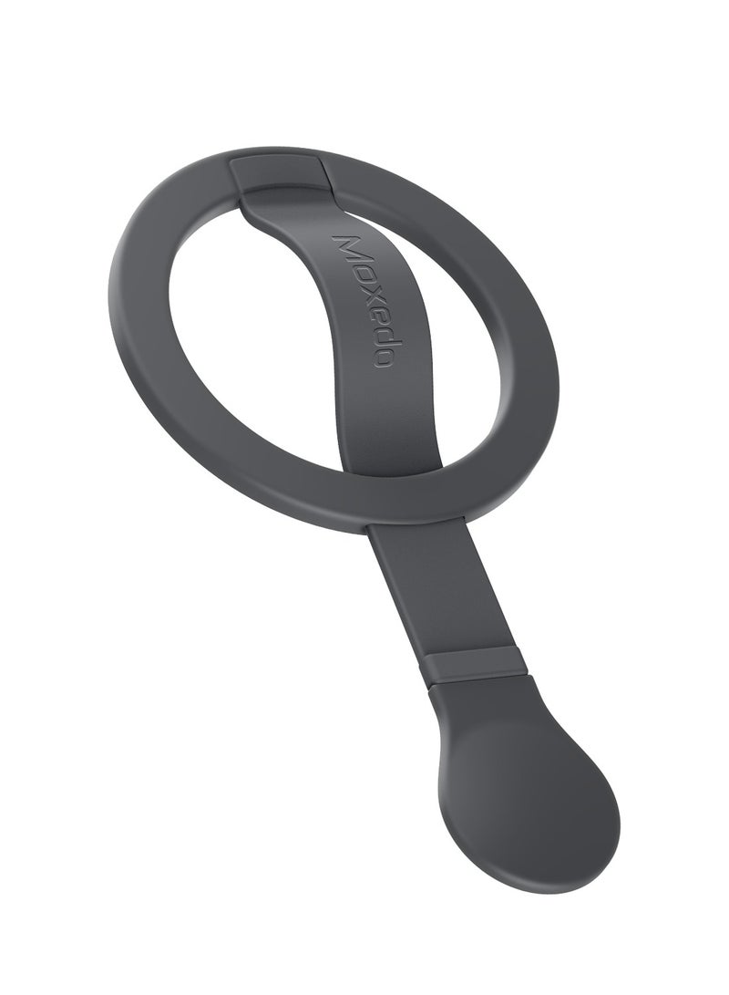 Moxedo Snap-On Magnetic Phone Grip Soft Silicone Grip Adjustable Strap with Double Sided Magnetic Design Compatible for iPhone 16 15 Pro Max Plus 14 13 12 and All Phones- Titanium Grey - Image 1