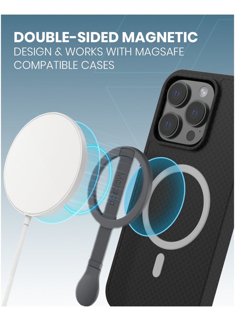 Moxedo Snap-On Magnetic Phone Grip Soft Silicone Grip Adjustable Strap with Double Sided Magnetic Design Compatible for iPhone 16 15 Pro Max Plus 14 13 12 and All Phones- Titanium Grey - Image 4