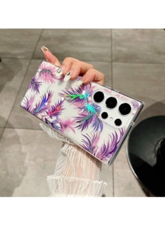 Color Fans Tropical Whispers: Samsung Galaxy S24 Ultra Case - Clear with Vibrant Purple Foliage  - Image 2