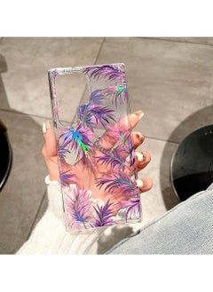 Color Fans Tropical Whispers: Samsung Galaxy S24 Ultra Case - Clear with Vibrant Purple Foliage  - Image 3