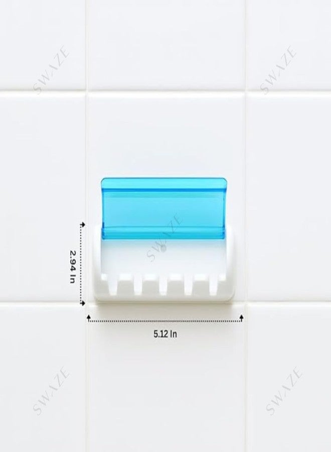 Swaze Plastic Toothbrush Holder with Cover for Bathroom | 5-Slot Wall Mounted Toothbrush Holder with self Adhesive & Screw Options | Bathroom Organizer | (Multicolour, Pack of 1) - Image 3